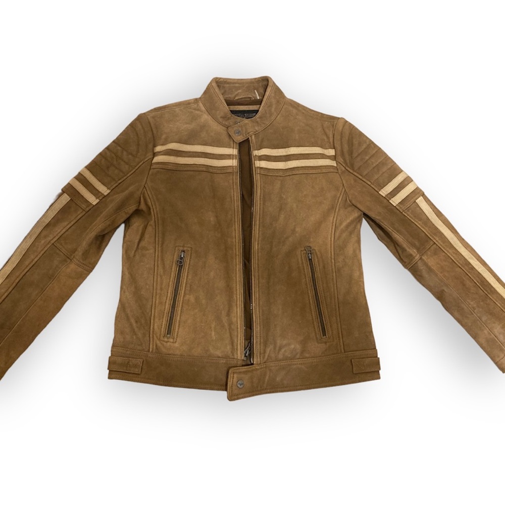 BRAND NEW TAN LEATHER WILSONS CYCLE MOTORCYCLE JACKET SIZE MENS M